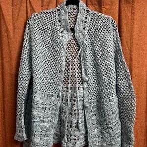 Chic Light Blue Knit Cardigan
